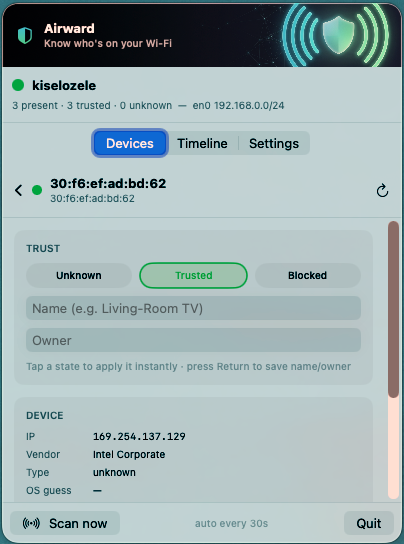 Device detail and trust